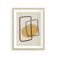 Plakat w ramie 30x40 - Rozkwitające Formy - abstrakcyjne nieregularne kształty, minimalistyczny plakat - rama drewno