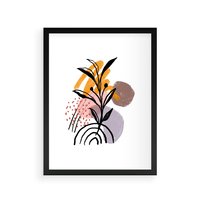 Plakat w ramie 30x40 - Migocące Bezgraniczności - abstrakcyjna sztuka, liść monstery - rama czarna