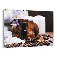 Obraz na płótnie 120x80 - Kawa i kwiaty w SPA - kawa, kwiat