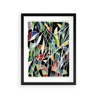 Plakat w ramie 30x40 - Taniec Plam i Kształtów - abstrakcyjny akwarelowy obraz, plamy - rama czarna