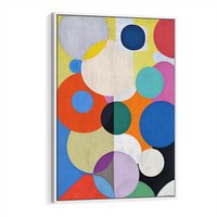Obraz w ramie 80x120 - Tajemnicze Odbicia Czasu - abstrakcyjne geometryczne kształty, olejny obraz - rama biała
