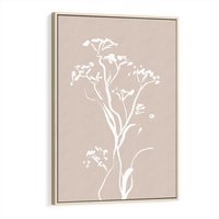 Obraz w ramie 80x120 - Harmonijne Mini Boho - minimalistyczny delikatny obraz, beżowe odcienie - rama drewno