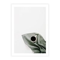Plakat bez ramy 21x30 - Poranek z Kawą - kawa, biała filiżanka