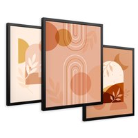 Zestaw obrazy w ramie 50x70 galeria - Boho, graficzne, rude - rama czarna