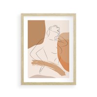 Plakat w ramie 30x40 - Sztuka Prostoty - kobieta, szkic - rama drewno