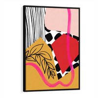 Obraz w ramie 50x70 - Wnętrza Form - abstrakcyjna kompozycja, różne tekstury - rama czarna