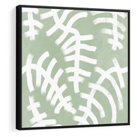 Obraz w ramie 50x50 - Oaza Zieleni - zielona abstrakcja, zgaszona zieleń - rama czarna
