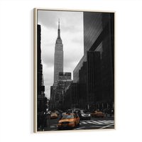 Obraz w ramie 70x100 - Nowy York, taksówka w ruchu - Nowy York, taksówka - rama drewno