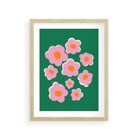 Plakat w ramie 50x70 - Przenikające Refleksje - abstrakcyjny plakat, boho styl - rama drewno