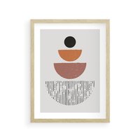 Plakat w ramie 50x70 - Półkola i Boho Akcent - geometria, półkola - rama drewno