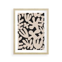 Plakat w ramie 40x50 - Księga Ukrytych Widoków - abstrakcyjne czarno białe formy, minimalizm - rama drewno