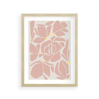 Plakat w ramie 30x40 - Rozplątane Akwarelowe Formy - abstrakcyjne boho kwiaty, kompozycja - rama drewno