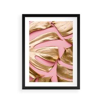 Plakat w ramie 40x50 - Przyjemność w Naturze - złote, liście - rama czarna