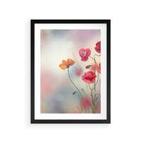 Plakat w ramie 40x50 - Urok natury - kwiaty, akwarela - rama czarna