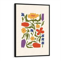 Obraz w ramie 70x100 - Minimalistyczna Harmonia - kwiaty, sztuka nowoczesna - rama czarna