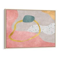 Obraz w ramie 100x70 - Ekspresja w ruchu pędzla - abstrakcja, połączenie kształtów - rama drewno