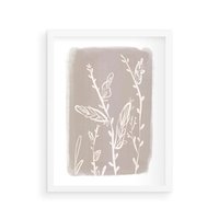 Plakat w ramie 50x70 - Roślinne Przeniknięcia - nowoczesny subtelny plakat, beżowy - rama biała