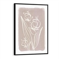 Obraz w ramie 50x70 - Pastelowe Nastroje - nowoczesny subtelny plakat, beżowy - rama czarna
