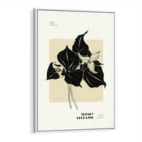 Obraz w ramie 80x120 - Ekspresja w szkicowanych kształtach - kwiaty, typografia - rama biała