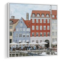 Obraz w ramie 80x80 - Miejska Dynamika - Dania, Kopehaga - rama biała