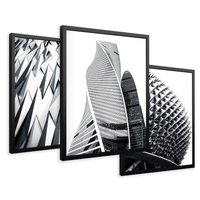 Zestaw obrazy w ramie 30x40 galeria - Nowoczesna, architektura, black, white - rama czarna