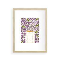 Plakat w ramie 30x40 - Witalność Kwiatów - kwiaty w wazonie, minimalistyczna kompozycja - rama drewno