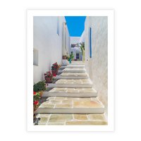 Plakat bez ramy 50x70 - Urok Greckiej Uliczki - grecka, uliczka