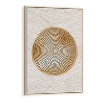 Obraz w ramie 70x100 - Zapisane w promieniach słońca - beżowe strukturalne tło, koła - rama drewno