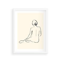 Plakat w ramie 50x70 - Akt w Minimalizmie - kobieta akt, minimalizm - rama biała