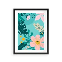 Plakat w ramie 40x50 - Kwiatowy Impuls - pastelowa kompozycja, kwiaty - rama czarna