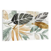 Obraz na płótnie 120x80 - Współbrzmienie wewnętrznego ja - kompozycja z tropikalnych liści, stonowane kolory