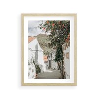 Plakat w ramie 50x70 - Południe Europy - śródziemnomorski krajobraz, uliczka we włoszech - rama drewno