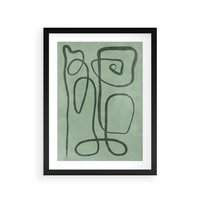 Plakat w ramie 50x70 - Zielone Wariacje w Liniach - abstrakcyjne zielone linie, skandynawski design - rama czarna