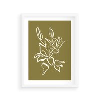 Plakat w ramie 30x40 - Przenikające Barwy - abstrakcyjna roślina, kwiaty - rama biała