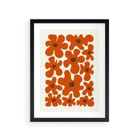 Plakat w ramie 30x40 - Wibracje Przestrzeni - abstrakcyjne czerwone kwiaty, kompozycja - rama czarna