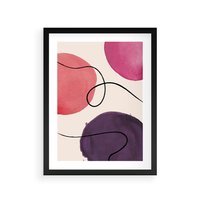 Plakat w ramie 50x70 - Migoczące Echo - abstrakcyjne akwarelowe plamy, nieregularne linie - rama czarna