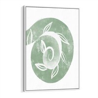 Obraz w ramie 80x120 - Zielony Świat Odpoczynku - abstrakcyjny zielony motyw, skandynawski design - rama biała