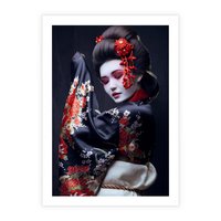 Plakat bez ramy 21x30 - Elegancka japońska gejsza - japońska, gejsza