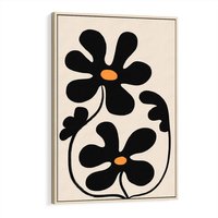 Obraz w ramie 80x120 - Wyjątkowość Boho - minimalistyczny abstrakcyjny obraz, prymitywne kwiaty - rama drewno