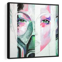 Obraz w ramie 50x50 - Niezakończona Piękność - abstrakcyjny obraz olejny, portret kobiety - rama czarna