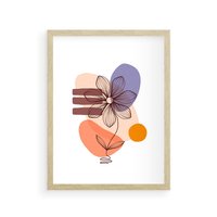 Plakat w ramie 30x40 - Migocące Odbicia Kwiatów - abstrakcyjna sztuka, plamy - rama drewno