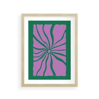 Plakat w ramie 40x50 - Bezczasowe Impresje - abstrakcyjny plakat, boho styl - rama drewno