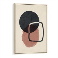 Obraz w ramie 80x120 - Abstrakcyjna Harmonia - abstrakcyjne nieregularne kształty, minimalistyczny plakat - rama drewno