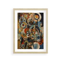 Plakat w ramie 40x50 - Podróżne Wizje Aberracji - abstrakcyjny obraz, mnogość kolorów - rama drewno