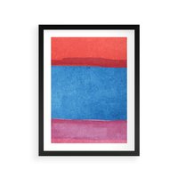 Plakat w ramie 50x70 - Migocące Formy - kolorowe akwarelowe pasy, odcienie czerwień - rama czarna