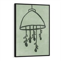 Obraz w ramie 70x100 - Zieleń Inspirującego Spokoju - plakat z abstrakcyjną zieloną lampą, skandynawski design - rama czarna