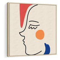 Obraz w ramie 80x80 - Impresje Kształtów - abstrakcyjny obraz, przypomina twarz - rama drewno