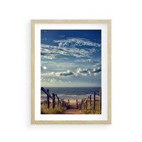 Plakat w ramie 30x40 - Plaża i morze - plaża, morze - rama drewno
