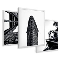 Zestaw obrazy w ramie 40x50 galeria - Architektura, budynki, czarno, biały - rama biała