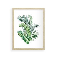 Plakat w ramie 30x40 - Piękno Złotej Rośliny - złote, liście - rama drewno